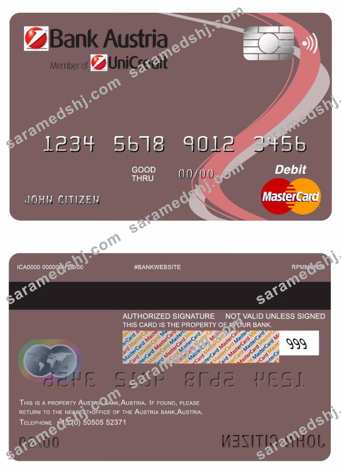 Austria Bank Austria mastercard debit card